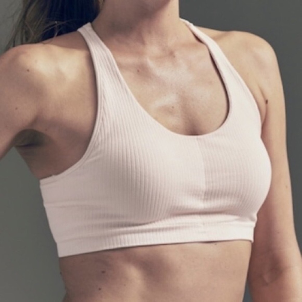 Athleta Ballet Pink Racerback Ribbed Sports Bra!